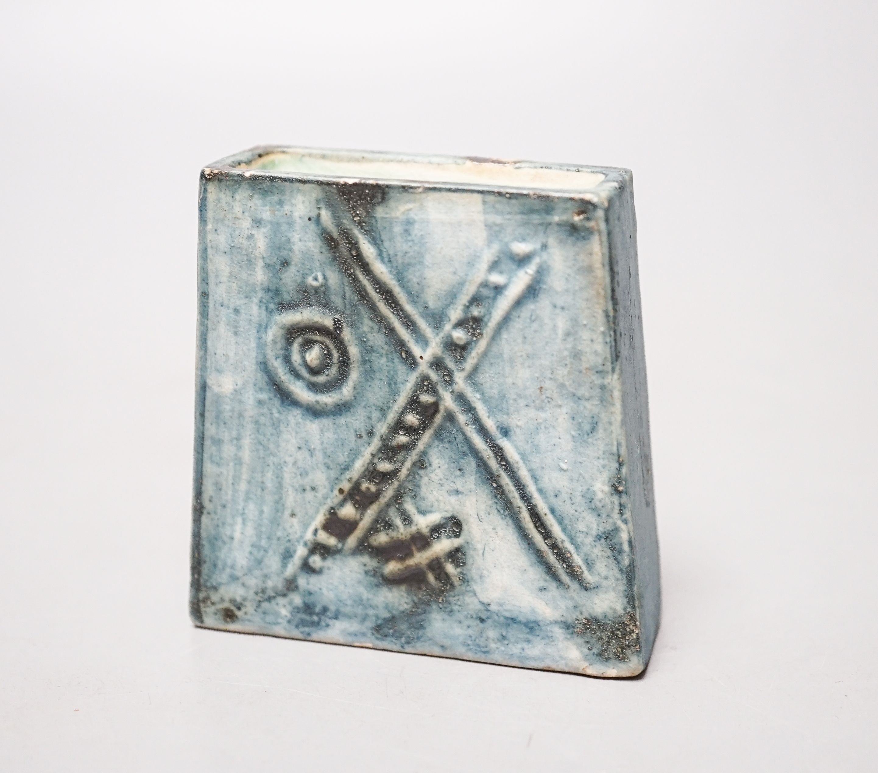 A Troika blue pottery vase, marked to base. *This lot is being sold in aid of the charity Prostate Cancer UK with 100% of the hammer price going to the charity” 8cm